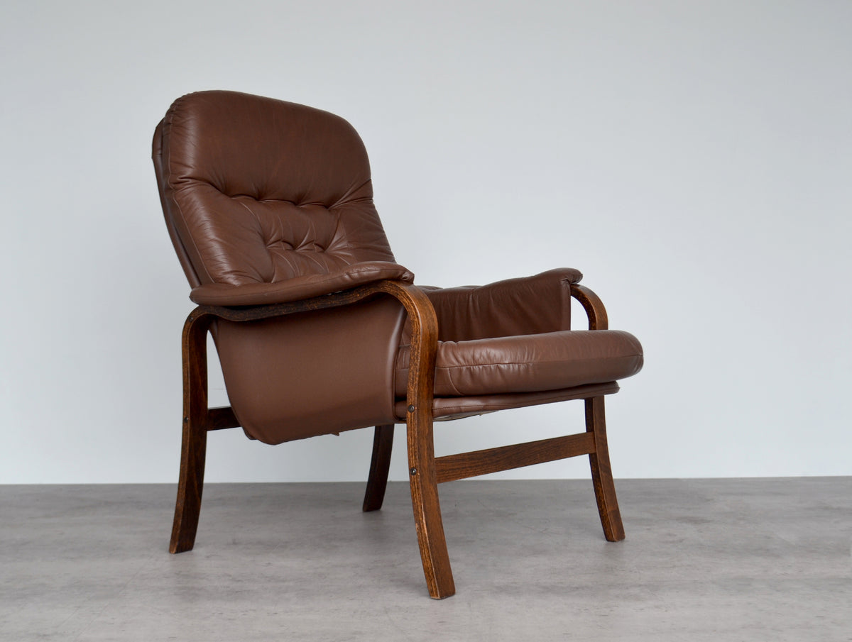 Rosewood Bentwood Leather Chair Source Mid Century