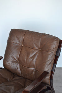 Norwegian Brown Leather Lounge Chair By Nordahl Solheim & Elsa Solheim for Rybo Rykken & Co