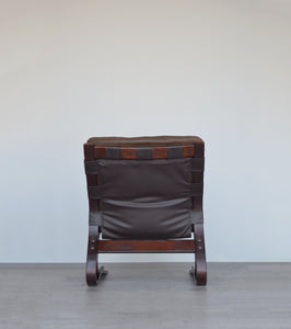 Norwegian Brown Leather Lounge Chair By Nordahl Solheim & Elsa Solheim for Rybo Rykken & Co