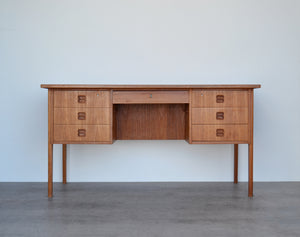 Danish Teak Pedestal Desk with Bookcase