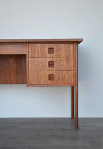 Danish Teak Pedestal Desk with Bookcase