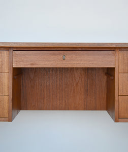 Danish Teak Pedestal Desk with Bookcase