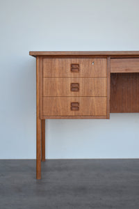 Danish Teak Pedestal Desk with Bookcase