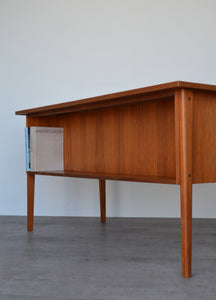 Danish Teak Pedestal Desk with Bookcase