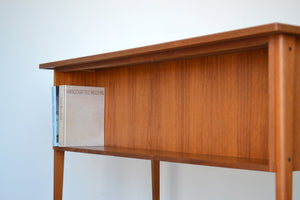 Danish Teak Pedestal Desk with Bookcase