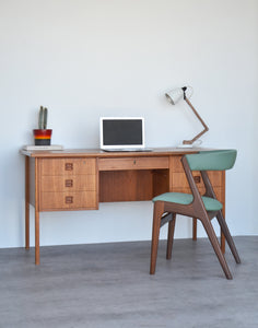 Danish Teak Pedestal Desk with Bookcase