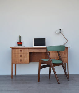 Danish Teak Pedestal Desk with Bookcase