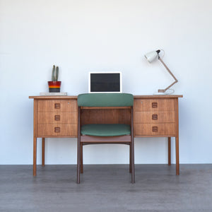 Danish Teak Pedestal Desk with Bookcase