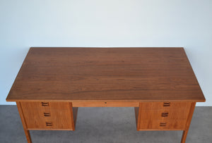 Danish Teak Pedestal Desk with Bookcase