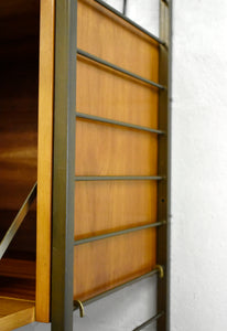 Original Gold & Teak Ladderax Bookshelf / Desk / Shelves Modular Shelving System By Robert Heals For Staples