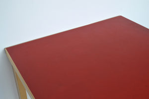 Birchwood And Red Linoleum Table By Alvar Aalto For Artek