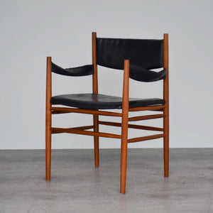 Danish Mid Century Teak And Leather Lounge Chair