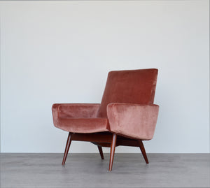 Pink Velour Lounge Chair by Parker Knoll