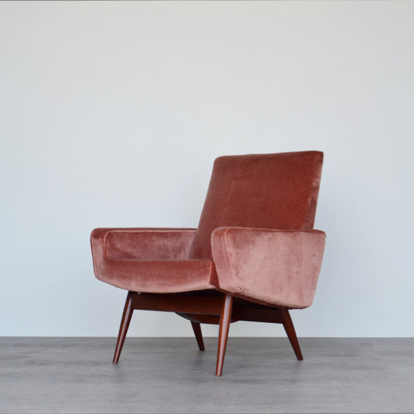 Pink Velour Lounge Chair by Parker Knoll