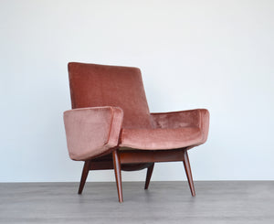 Pink Velour Lounge Chair by Parker Knoll