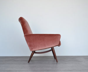 Pink Velour Lounge Chair by Parker Knoll