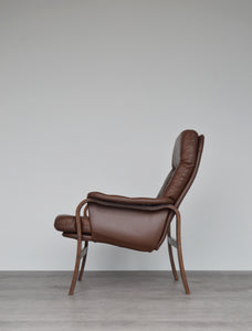 Rosewood Bentwood Leather Chair