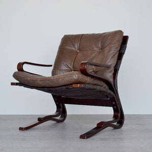 Norwegian Brown Leather Lounge Chair By Nordahl Solheim & Elsa Solheim for Rybo Rykken & Co