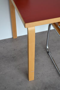 Birchwood And Red Linoleum Desk By Alvar Aalto For Artek