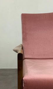 Don Concord Mahogany and Pink Velour Lounge Chair