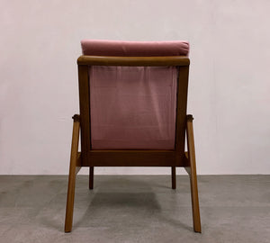 Don Concord Mahogany and Pink Velour Lounge Chair