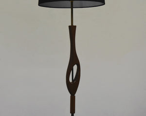 Teak & Brass Standard Floor Lamp