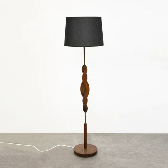 Teak & Brass Standard Floor Lamp